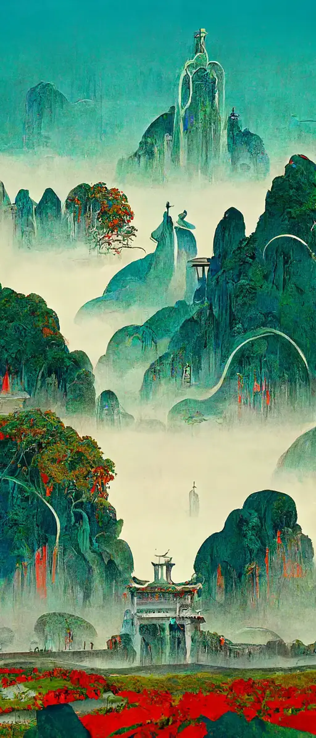 chinese landscape,a tranquilli【Midjourney中国】