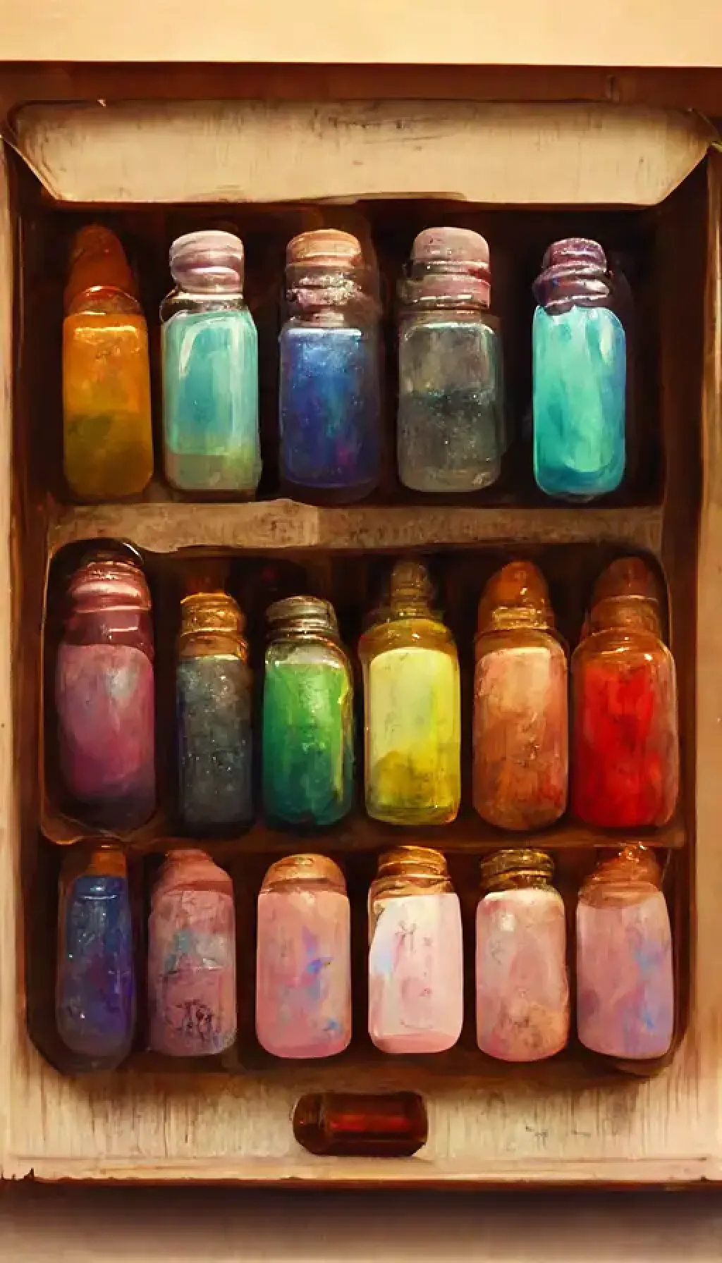 a set of paint vials full of p【Midjourney中国】