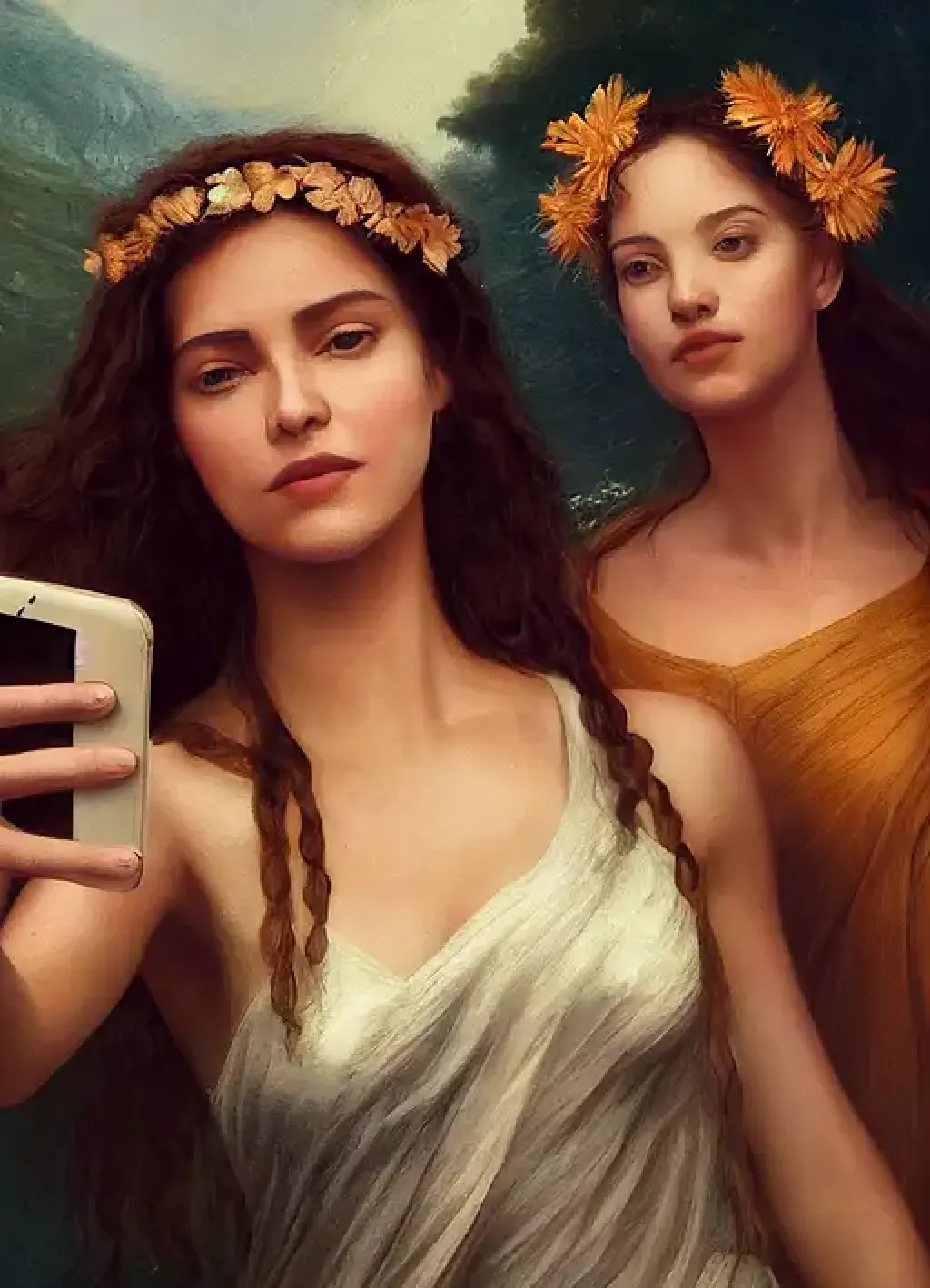 Aphrodite and hera take a self midjourney 