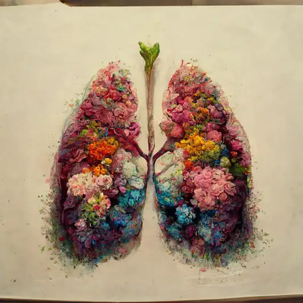 lungs made of flowers, pastel,【Midjourney中国】