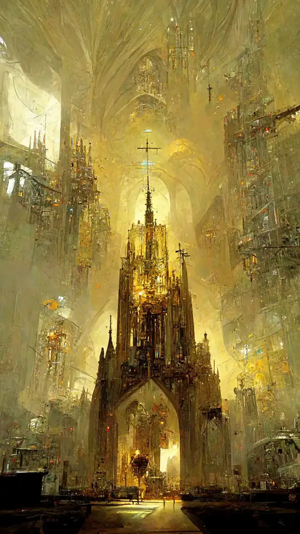 golden white gothic cathedralsMidjourney中国