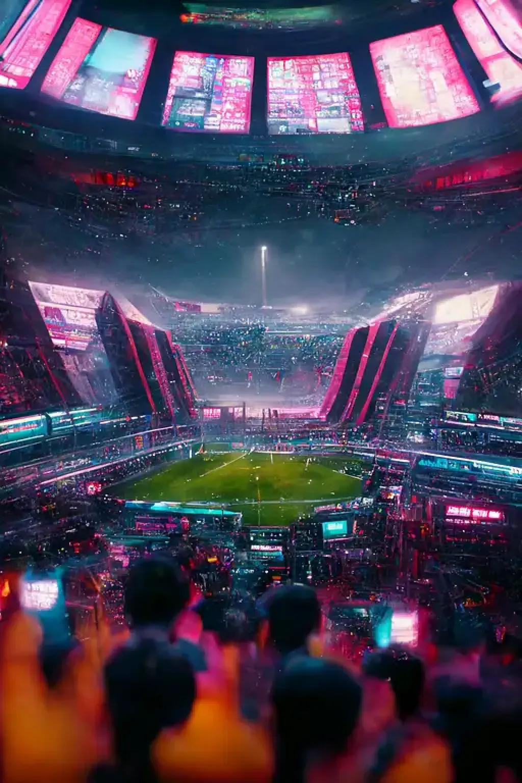 cyberpunk football stadium wit【Midjourney中国】