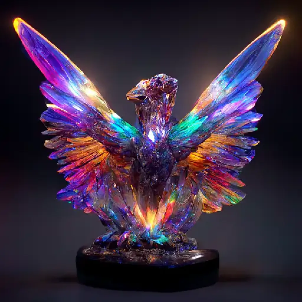 multicolored crystal phoenix s【Midjourney中国】