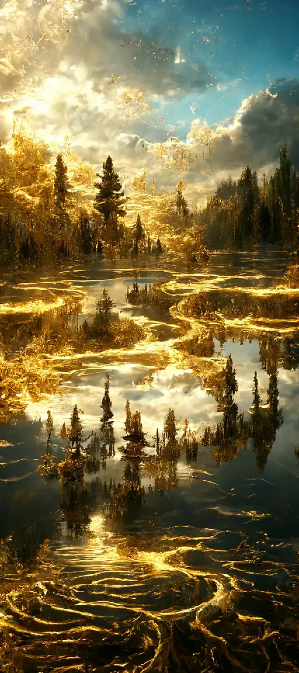 lake-made-of-gold-metal-metal-midjourney