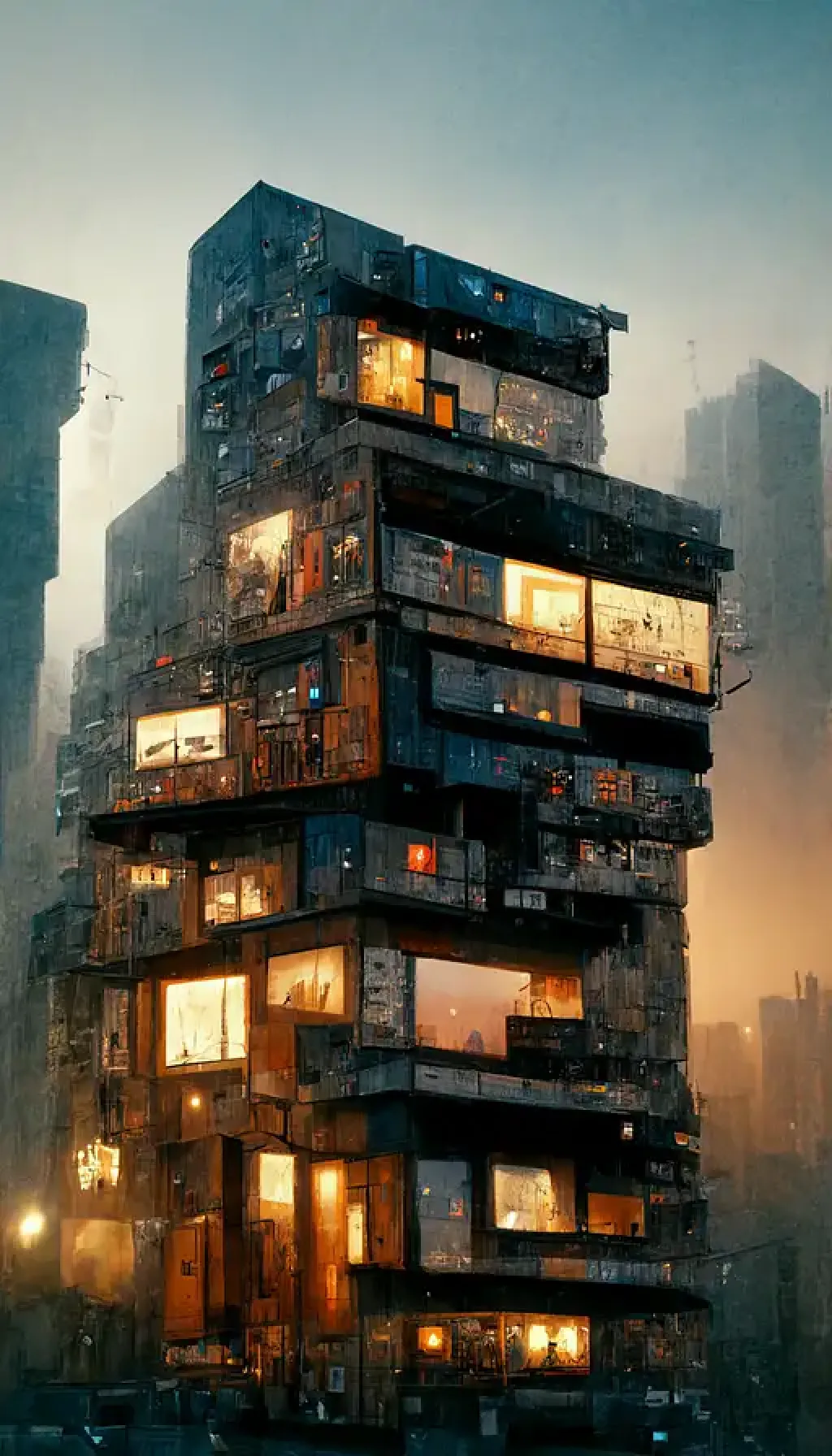 Buildings in the style of ashl midjourney 