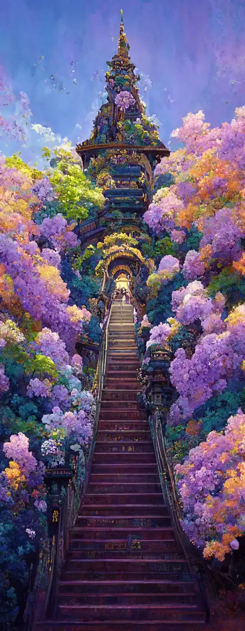 An enormous staircase lined wi midjourney 